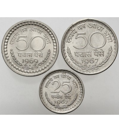 Indie 25, 50 paisa 1967, 1969 - 3 sztuk
