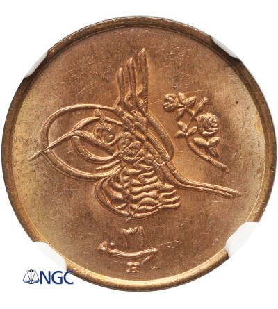 Egipt 1/40 Qirsh AH 1293 H rok 31 / 1905 AD, Abdul Hamid II  - NGC MS 65 RD