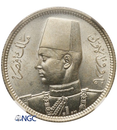 Egypt 2 Piastres AH 1356 / 1937 AD, Farouk - NGC MS 65