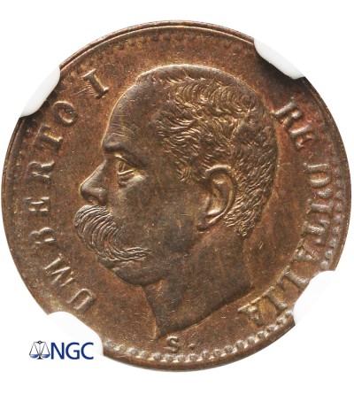 Włochy 1 centesimo 1896 R, Rzym - NGC MS 64 BN