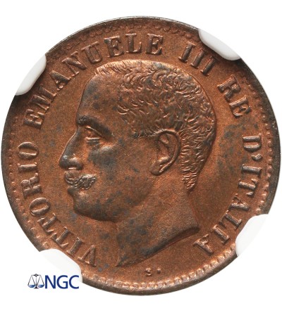 Włochy 1 centesimo 1904 R, Rzym - NGC MS 65 RB