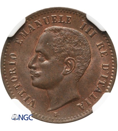 Włochy 2 Centesimi 1903 R, Rzym - NGC MS 65 BN