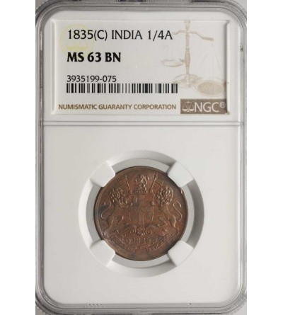 India British. 1/4 Anna 1835 (C) - NGC MS 63 BN