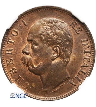 Italy 10 Centesimi 1893 BI, Birmingham - NGC MS 64 RB