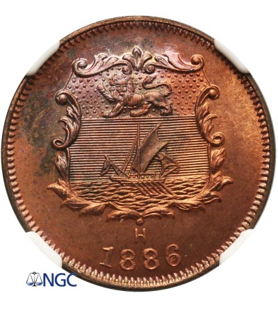Brytyjskie Północne Borneo 1/2 centa 1886 H -  NGC MS 65 RB