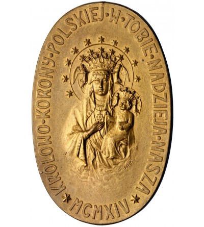 Medal owalny z Matką Boską wybity dla upamiętnienia akcji niepodległościowej w Krakowie w 1914 r.