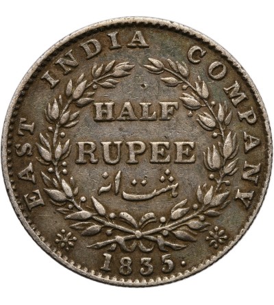 India British 1/2 Rupee 1835 F (Raised)