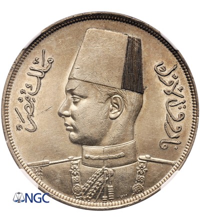 Egipt. 20 Piastres AH 1356 / 1937 AD, Farouk - NGC AU 58