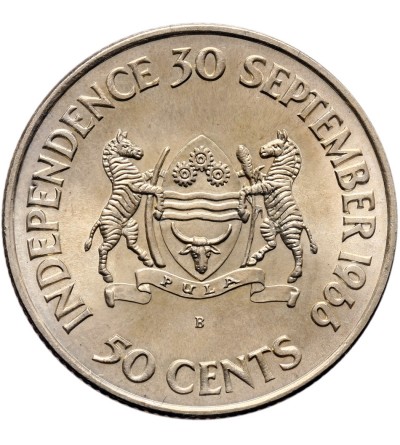 Botswana. 50 Cents 1966 B, Sir Seretse Khama