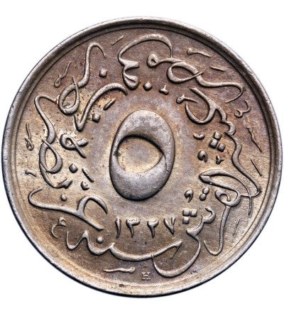 Egypt. 5/10 Qirsh AH 1327 Year 6 / 1913 AD (H), Muhammad V