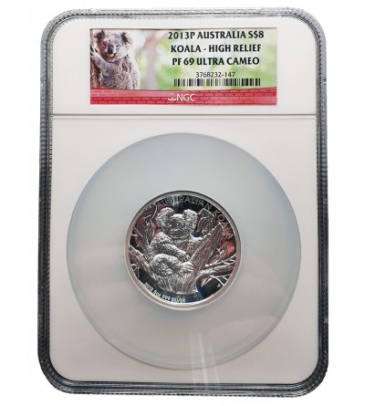 Australia 8 Dollars 2013 P, Koala High Relief, NGC PF 69 Ultra Cameo
