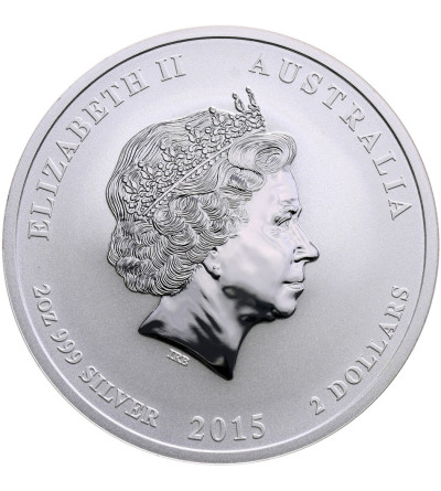 Australia, 2 dolary 2015 P, Zodiak Rok Kozy (2 Oz Ag .999)