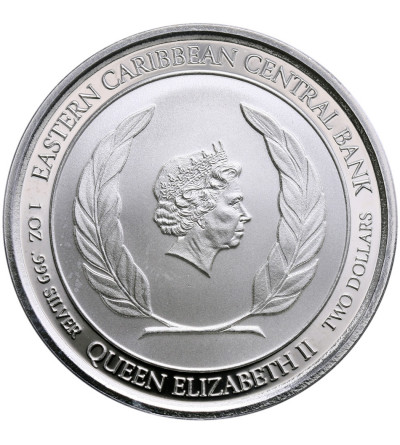 Karaiby Wschodnie 2 dolary 2018, Dominica (1 Oz Ag)