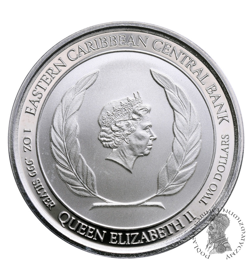 East Caribbean States 2 Dollars 2018, Dominica (1 Oz Ag)