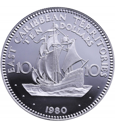 East Caribbean Territories 10 Dollars 1980, 10th Anniversary of Caribbean Development Bank