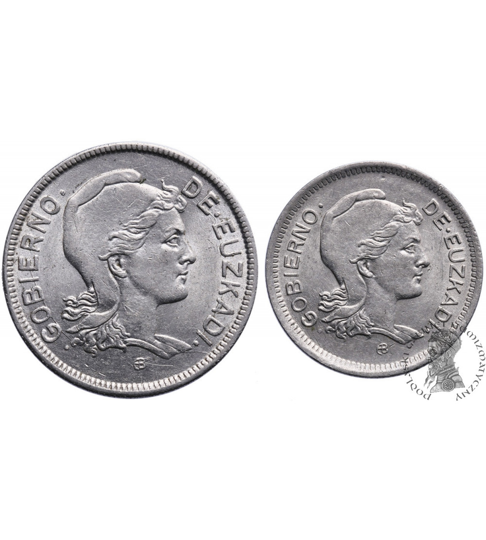 Spain - Euzkadi 1 & 2 Pesetas 1937 Spain - Euzkadi 1 & 2 Pesetas 1937