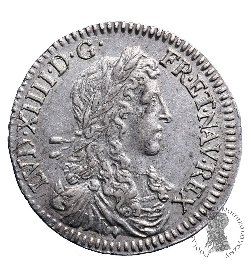 Francja 1/12 Ecu (10 Sol) 1662 & (amperstand), Aix, Ludwik XIV 1643-1715 Francja 1/12 Ecu (10 Sol) 1662 & (amperstand), Aix, Ludwik XIV 1643-1715