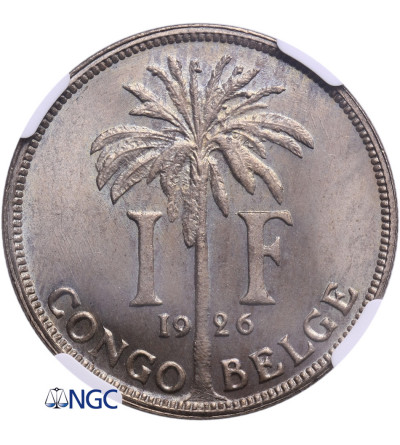 Kongo Belgijskie 1 frank 1926, CONGO BELGE - NGC MS 65