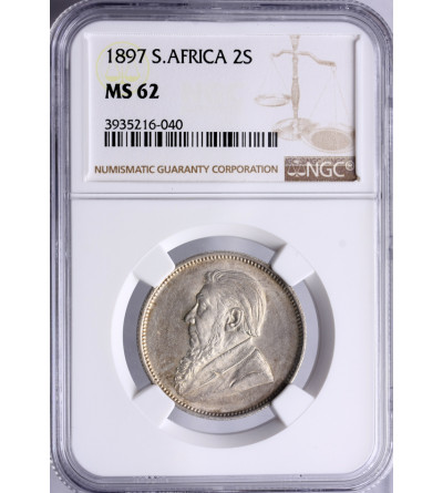 South Africa 2 Shillings 1897 - NGC MS 62