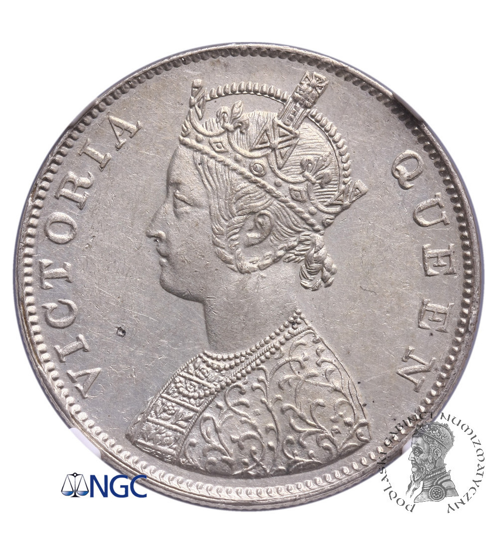 Indie Brytyjskie 1 rupia 1862 (B) - NGC AU 58