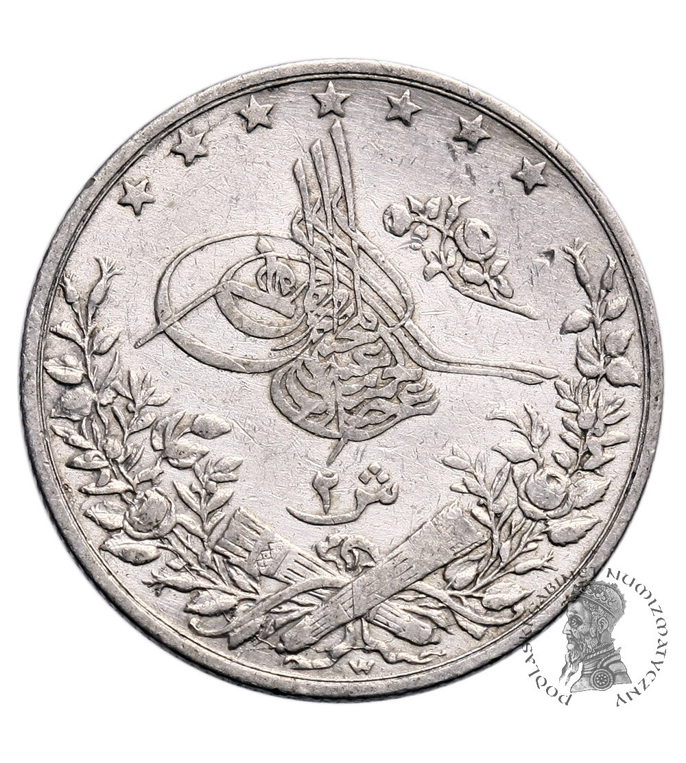 Ottoman Empire, Egypt .2 Qirsh AH 1293 Year 10 / 1886 AD (W), Abdul Hamid
