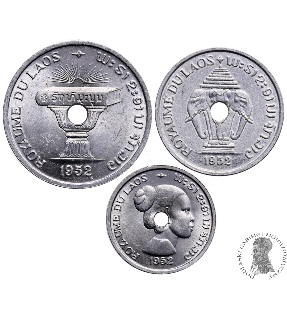 Laos 10, 20, 50 centów 1952 - zestaw 3 sztuki