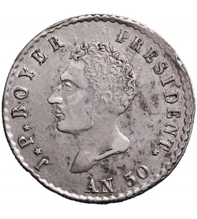 Haiti 100 Centimes AN 30 (1833 AD), Jean Pirre Boyer President Western Republic