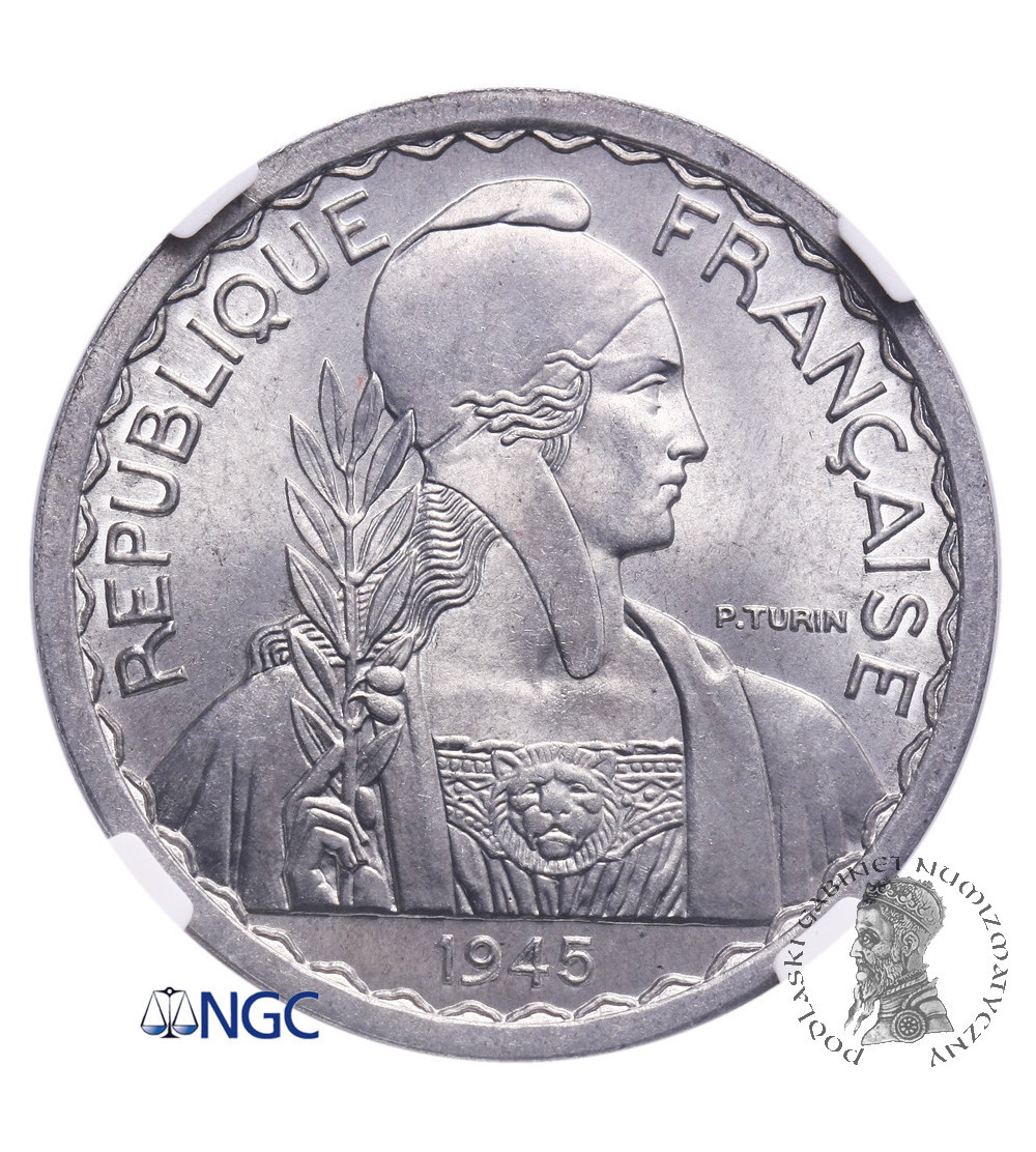 Indochiny Francuskie 20 Centów 1945, Essai (próba) - NGC MS 66