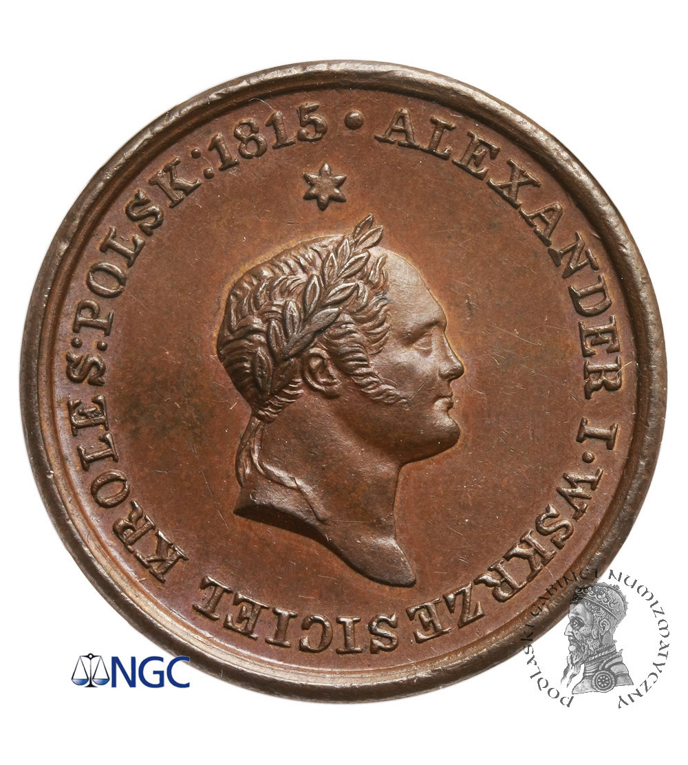Polska / Rosja. Medal 1826 wybity dla upamiętnienia cara Aleksandra I - NGC MS 64 BN Polska / Rosja. Medal 1826 wybity dla upamiętnienia cara Aleksandra I - NGC MS 64 BN