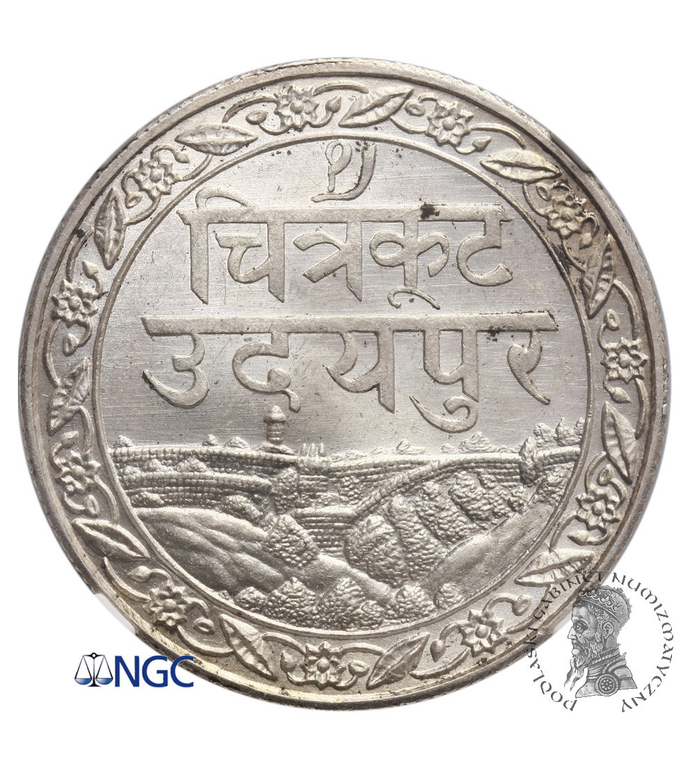 Indie - Mewar 1 rupia 1928 - NGC MS 64