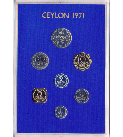 Ceylon 1, 2, 5, 10, 25, 50 Cents 1 Rupee 1971 - Proof Set