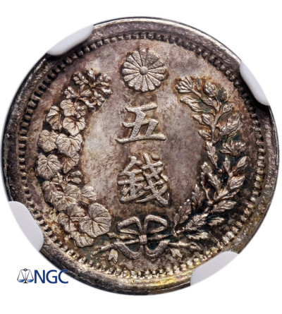 Japan 5 Sen Year 8 / 1875 AD - NGC MS 66