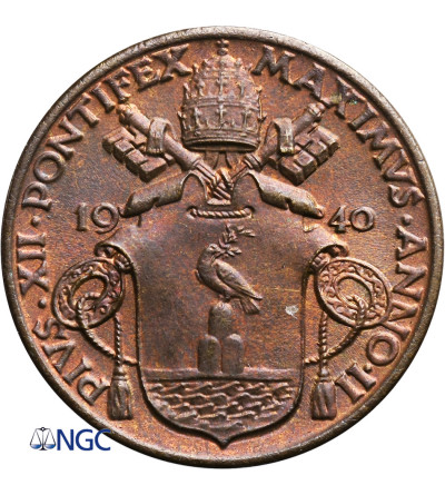Watykan 10 Centesimi 1940 AN II, Pius XII - NGC MS 66
