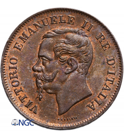 Italy 5 Centesimi 1861 M, Milan, Vittorio Emanuele II - NGC MS 63 BN