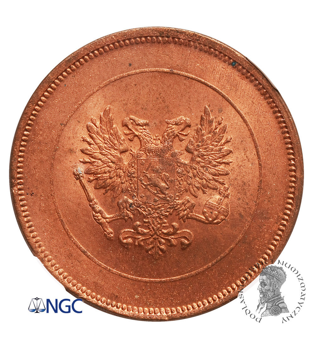 Finlandia 10 Pennia 1917, orzeł - NGC MS 64 RD