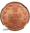 Finlandia, (wojna domowa). 10 Pennia 1917, orzeł bez korony (emisja Kiereńskiego) - NGC MS 64 RD