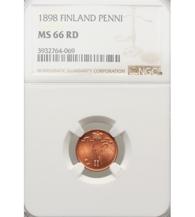 Finlandia (okupacja rosyjska) 1 Pennia 1898, Mikołaj II - NGC MS 66