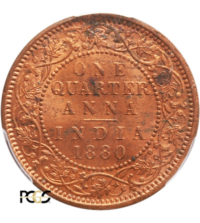 Indie Brytyjskie 1/4 Anna 1880 (c), Kalkuta - PCGS MS 63 RD