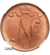 Finlandia (okupacja rosyjska) 5 Pennia 1917, Mikołaj II - NGC MS 64 RB