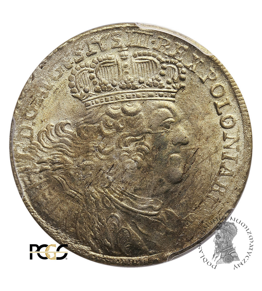 Polska, August III Sas. Ort (18 groszy) 1755 EC, Lipsk - PCGS MS 63 Polska, August III Sas. Ort (18 groszy) 1755 EC, Lipsk - PCGS MS 63