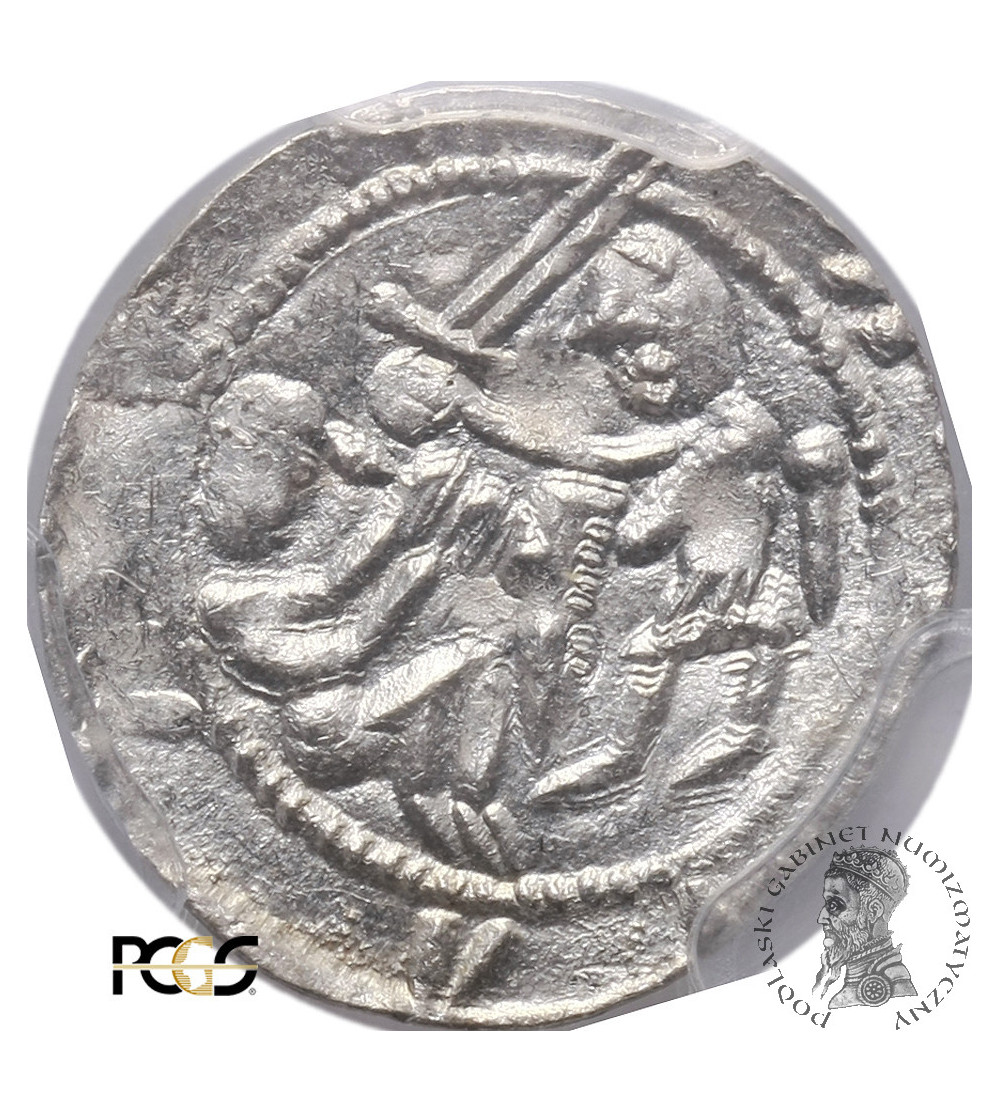 Polska. Władysław II Wygnaniec 1138-1146. Denar bez daty, orzeł i zając - PCGS MS 63