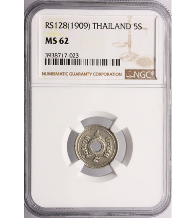 Tajlandia 5 Satang RS 128 / 1909 AD - NGC MS 62