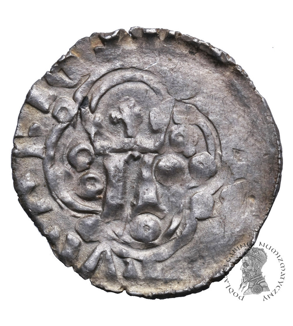 Polska, Ludwik I Andegaweński 1370–1382. Kwartnik ruski (1/2 grosza) bez daty, mennica Lwów