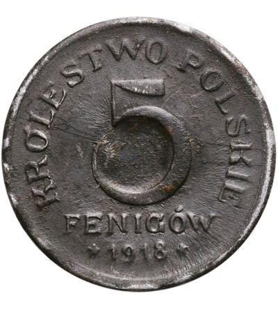 Kingdom of Poland (WWI German Occupation). 5 Pfennig 1918 FF, Stuttgart