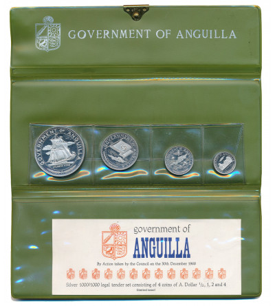 Anguilla, Proof Set 1/2, 1, 2, 4 Dollars 1969 - 4 pcs.