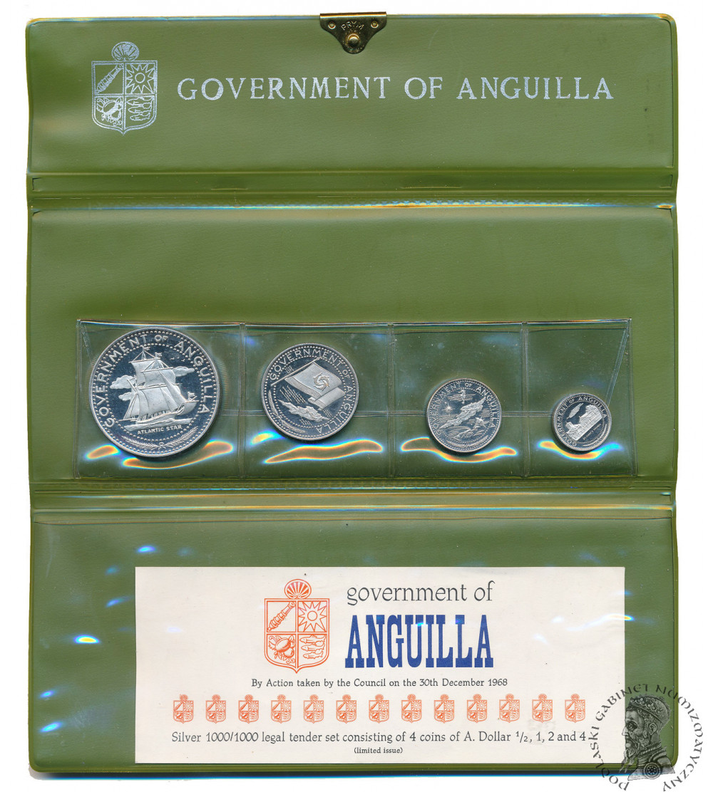 Anguilla, Proof Set 1/2, 1, 2, 4 dolary 1969 - 4 sztuki