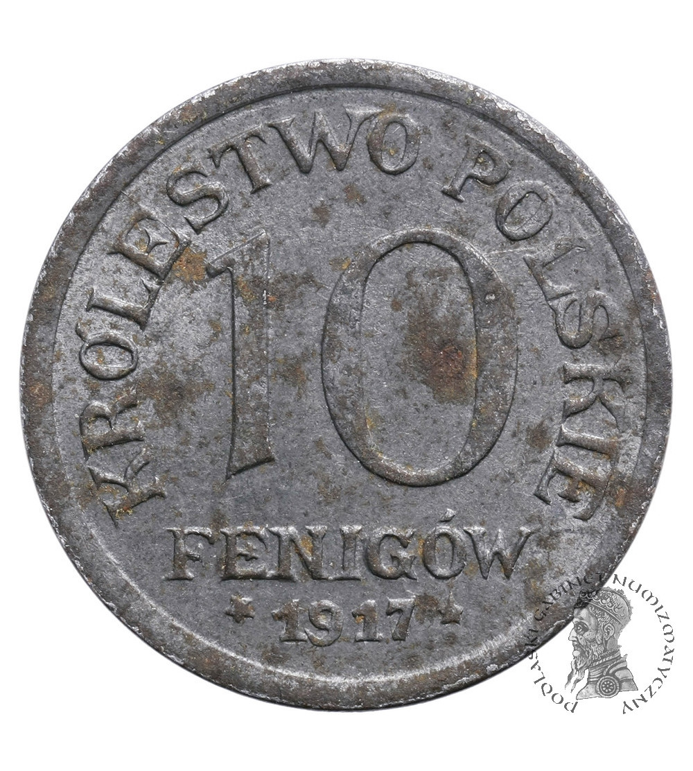 Kingdom of Poland (WWI German Occupation). 10 Pfennig 1917 FF, Stuttgart