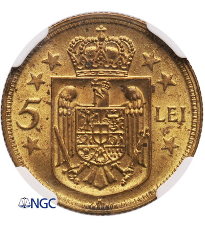 Rumunia 5 Lei 1930 H - NGC MS 62