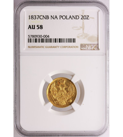 Polska - Zabór rosyjski. 3 ruble 20 złotych 1837, St. Petersburg - NGC AU 58
