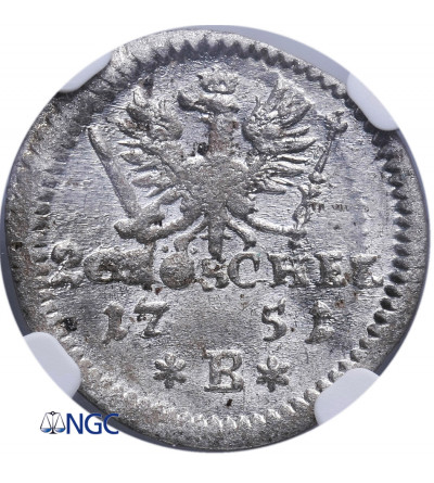 Prussia (Brandenburg Preussen), for Silesia. 2 Groschel (Gröschel) 1751 B, Breslau, Friedrich II - NGC MS 64